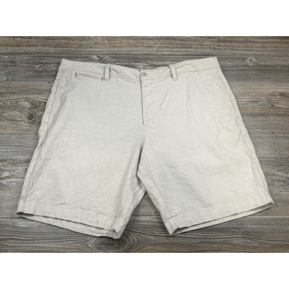 UNTUCKit St. Julien Shorts Mens 36 Beige Chino Linen Blend Casual Beach‎ Resort